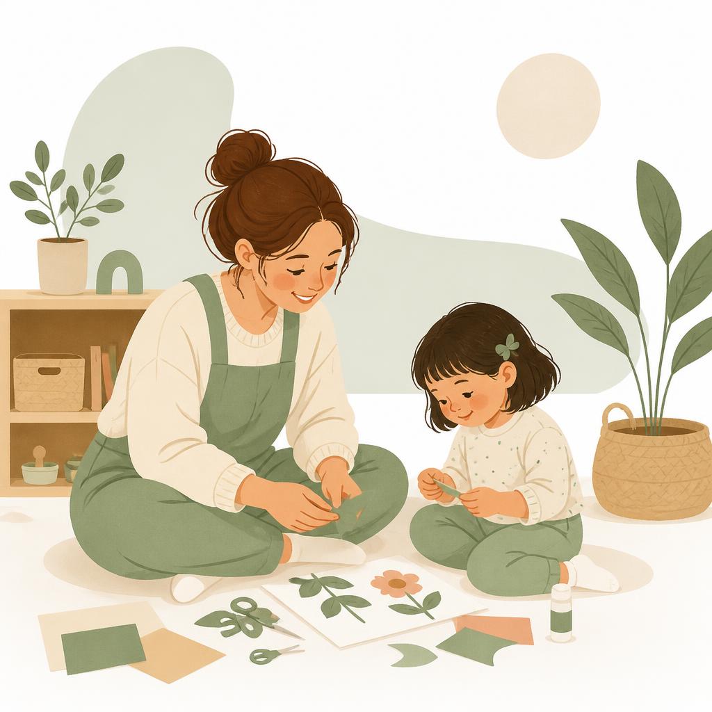 Ilustracija Ane kako radi kreativnu aktivnost sa detetom (privremena ilustracija)